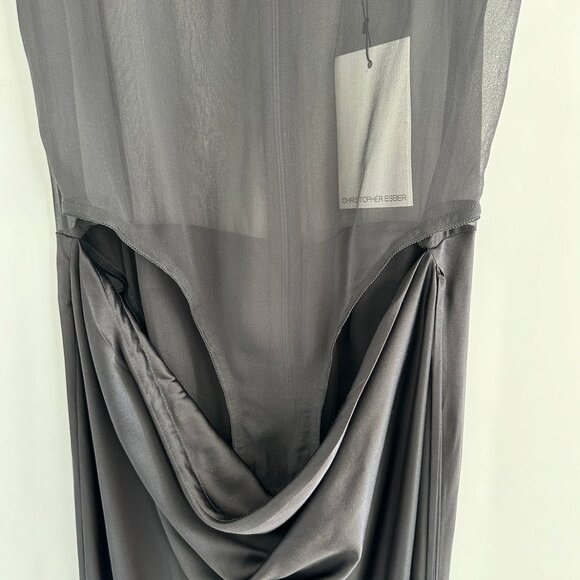 Christopher Esber Cowl Neck Silk Sheer Tank Dress - Picture 7 of 11